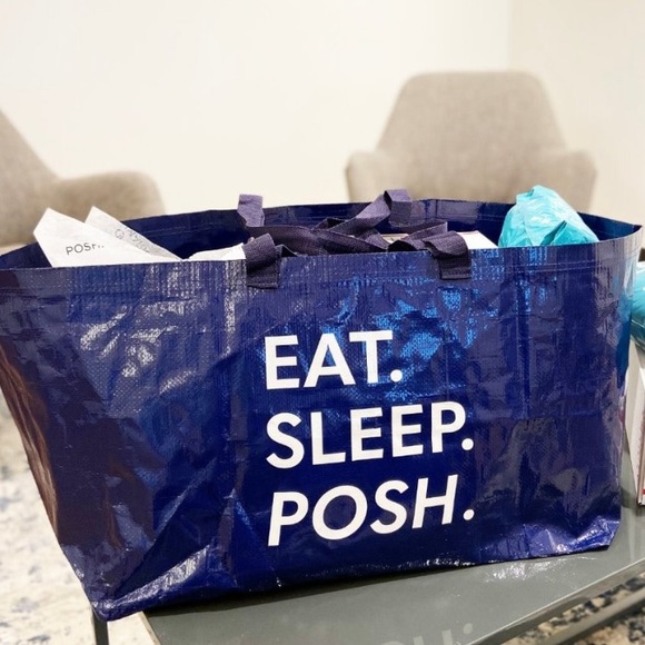 Posh Handbags - Huge Poshmark Double Handle Tote Bag. Eat. Sleep. Posh.